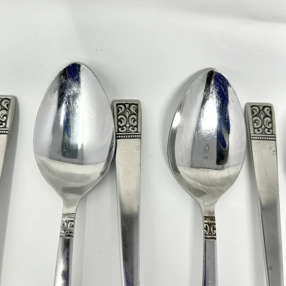 Vintage Custom Design CUD1 Stainless Japan Flatware Set 31 Pc MCM Scroll Pattern
